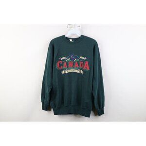 Vintage 90s Streetwear Womens Large Faded Canada Wilderness Sweatshirt Green